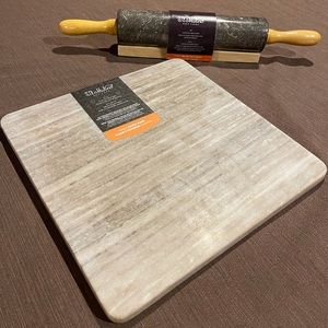 Marble pastry board & rolling pin.